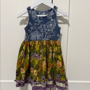 Matilda Jane Platinum Blue Floral with Green & Purple Floral Skirt Dress 2T